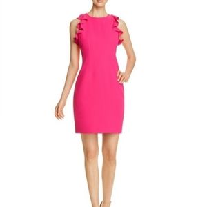 T Tahari Pink Fuchsia Ruffle Sleeves Dress